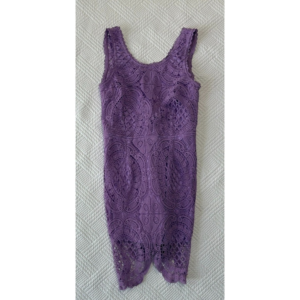 Signature 8 Zip-up Lace Sheath Dress Purple Size Small Lined Cocktail Y2K